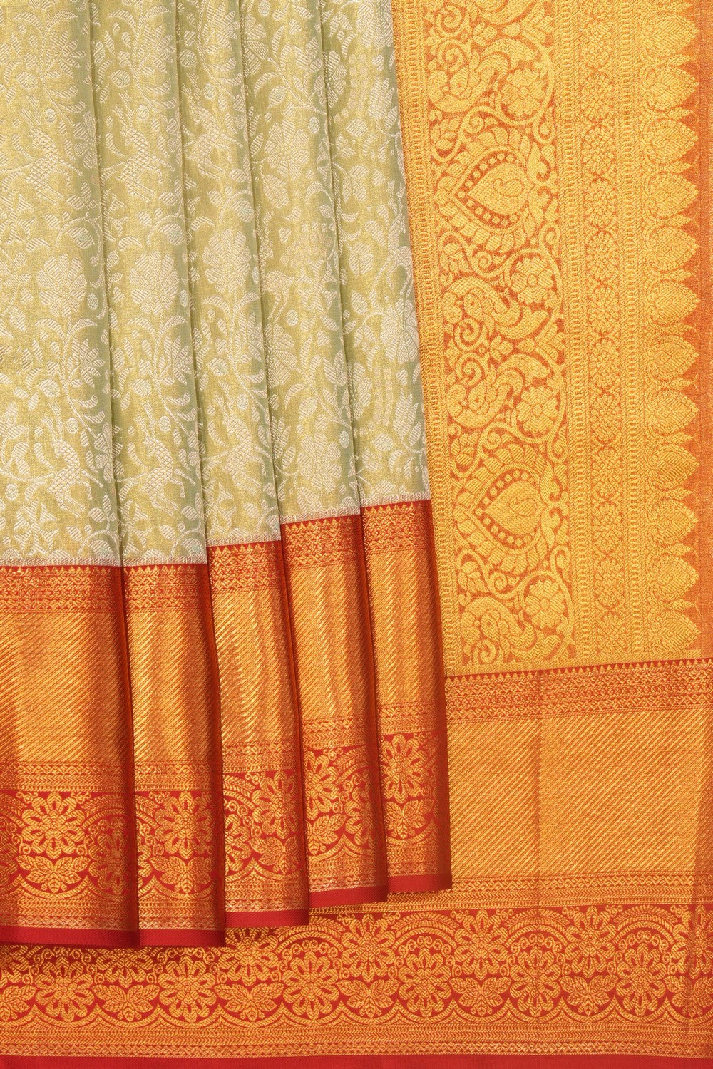 Image of Kanchipattu Brocade Mint-Green Saree